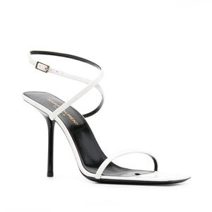 Saint Laurent Black and White Strappy Heels
